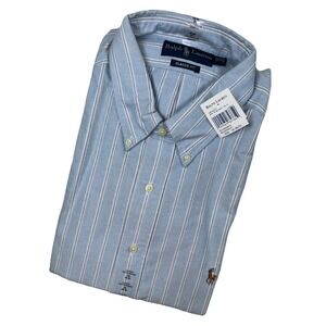 Ralph Lauren Men's Classic Fit Dress Shirt  Size 18 36/37 Blue Striped NWT